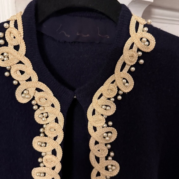 Hadley Vintage Women’s 100% Cashmere Handmade Navy Cardigan Sweater  Sz M - Picture 4 of 15